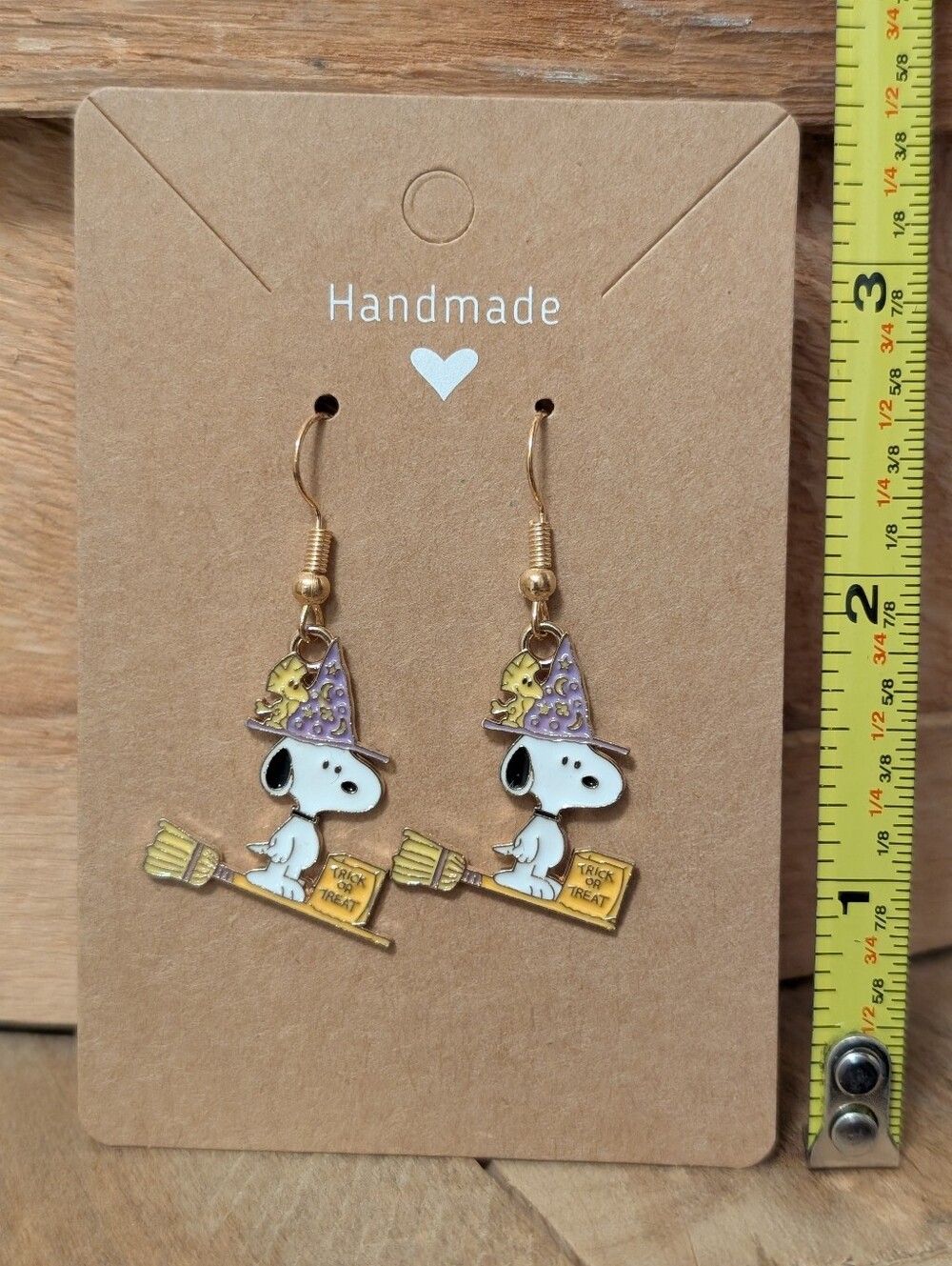 Halloween Peanuts Snoopy Witch Metal Earrings NEW